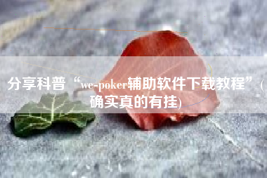 分享科普“we-poker辅助软件下载教程	”(确实真的有挂)