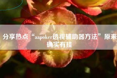 分享热点“aapoker透视辅助器方法”原来确实有挂