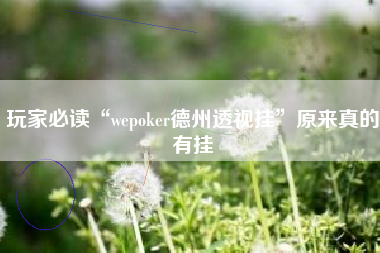 玩家必读“wepoker德州透视挂”原来真的有挂