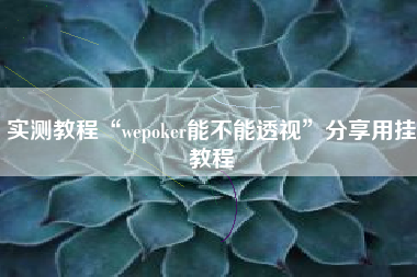 实测教程“wepoker能不能透视	”分享用挂教程