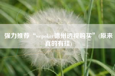 强力推荐“wepoker德州透视购买	”(原来真的有挂)