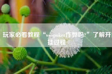 玩家必看教程“we-poker作弊吗?”了解开挂过程