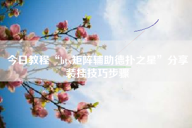 今日教程“htx矩阵辅助德扑之星”分享装挂技巧步骤