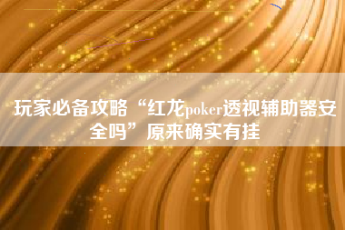 玩家必备攻略“红龙poker透视辅助器安全吗	”原来确实有挂