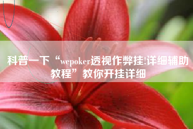 科普一下“wepoker透视作弊挂!详细辅助教程”教你开挂详细