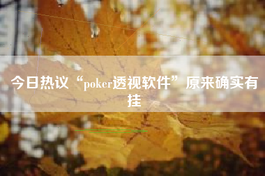 今日热议“poker透视软件”原来确实有挂