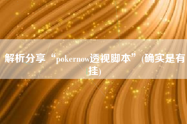 解析分享“pokernow透视脚本	”(确实是有挂)