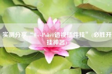 实测分享“We-Poker透视插件挂	”(必胜开挂神器)