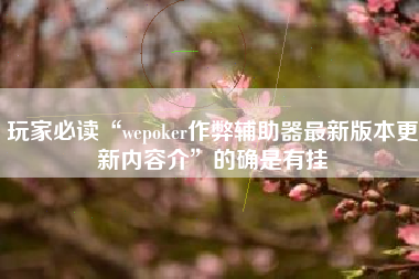 玩家必读“wepoker作弊辅助器最新版本更新内容介”的确是有挂