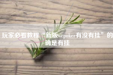 玩家必看教程“新版wepoker有没有挂	”的确是有挂