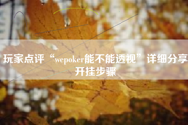 玩家点评“wepoker能不能透视”详细分享开挂步骤