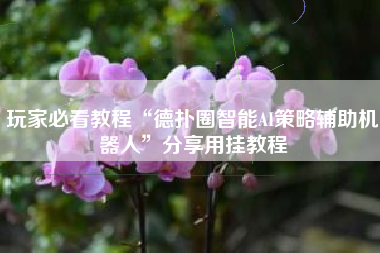 玩家必看教程“德扑圈智能AI策略辅助机器人”分享用挂教程