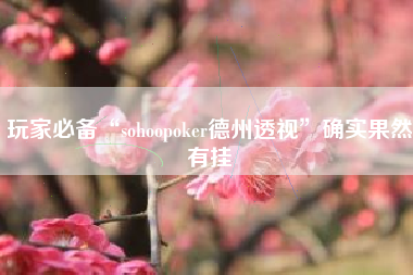 玩家必备“sohoopoker德州透视”确实果然有挂