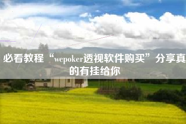 必看教程“wepoker透视软件购买”分享真的有挂给你