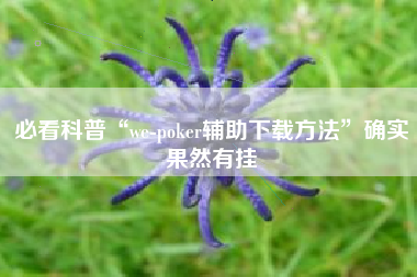 必看科普“we-poker辅助下载方法	”确实果然有挂