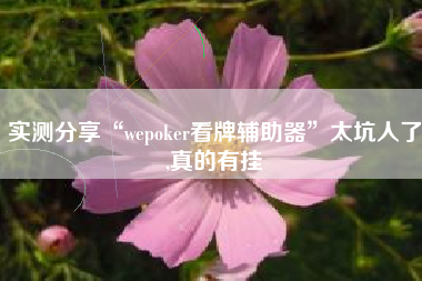 实测分享“wepoker看牌辅助器”太坑人了,真的有挂