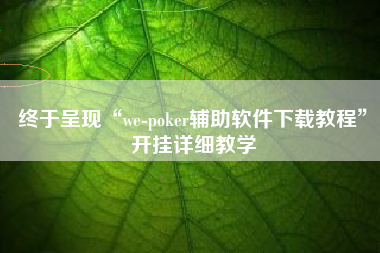 终于呈现“we-poker辅助软件下载教程”开挂详细教学