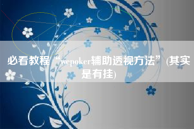 必看教程“wepoker辅助透视方法	”(其实是有挂)