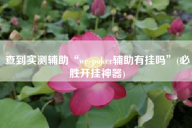 查到实测辅助“we-poker辅助有挂吗”(必胜开挂神器)