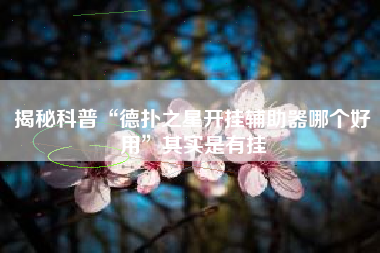 揭秘科普“德扑之星开挂辅助器哪个好用”其实是有挂