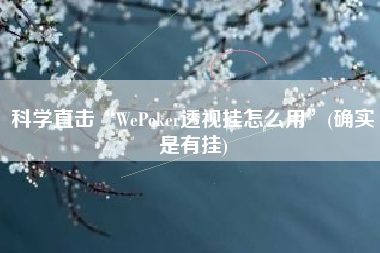科学直击“WePoker透视挂怎么用	”(确实是有挂)