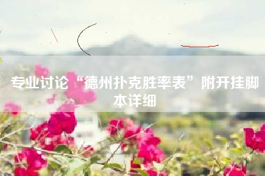 专业讨论“德州扑克胜率表”附开挂脚本详细