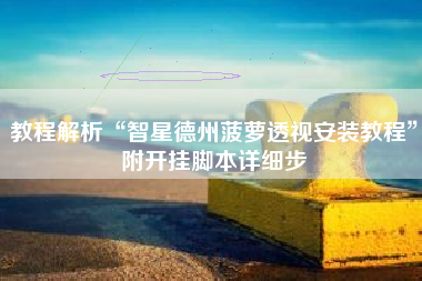 教程解析“智星德州菠萝透视安装教程	”附开挂脚本详细步