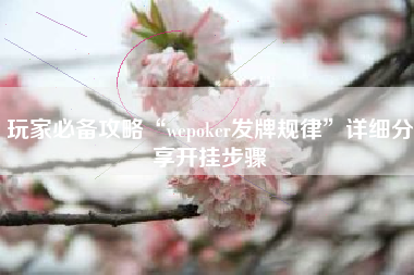 玩家必备攻略“wepoker发牌规律”详细分享开挂步骤
