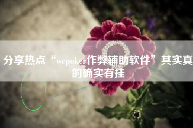 分享热点“wepoker作弊辅助软件	”其实真的确实有挂