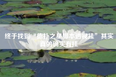 终于找到“德扑之星脚本透视挂”其实真的确实有挂