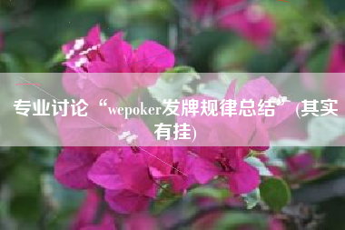 专业讨论“wepoker发牌规律总结”(其实有挂)