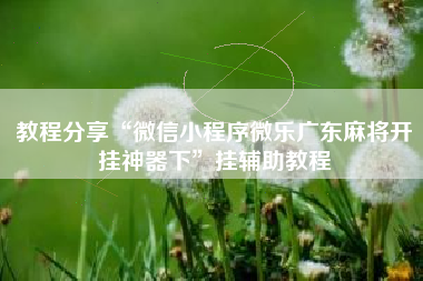 教程分享“微信小程序微乐广东麻将开挂神器下	”挂辅助教程